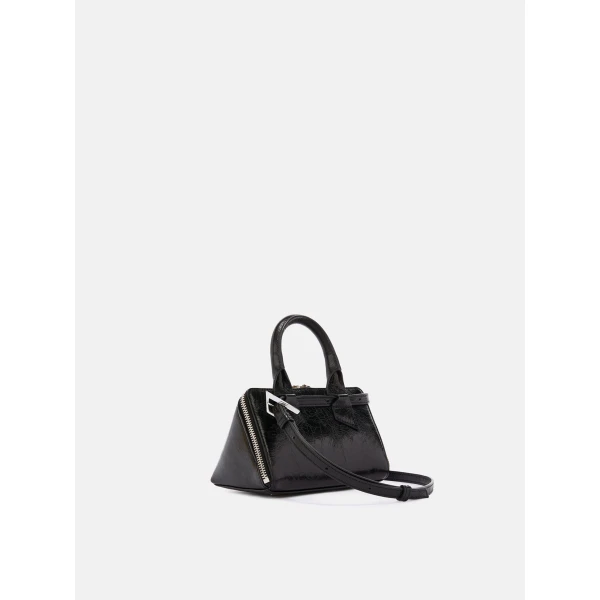 The Attico Friday Mini Bag in Black Crackled Leather | Mini Bags | Luxury Shoes 