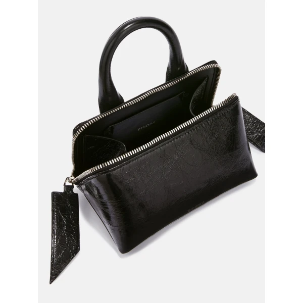The Attico Friday Mini Bag in Black Crackled Leather | Mini Bags | Luxury Shoes 