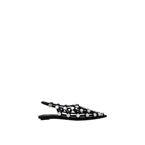 The Attico Grid Ballerina Flats in Black | Flats | Luxury Shoes 
