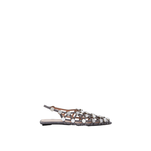 The Attico Grid Ballerina Flats in Dark Grey | Flats | Luxury Shoes 