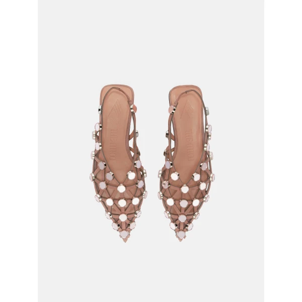 The Attico Grid Ballerina Flats in Mud | Flats | Luxury Shoes 