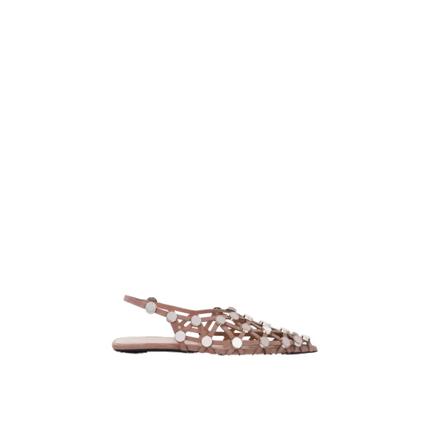 Grid Ballerina Flats in Mud