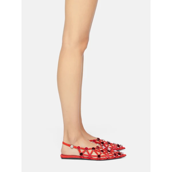The Attico Grid Ballerina Flats in Red | Flats | Luxury Shoes 