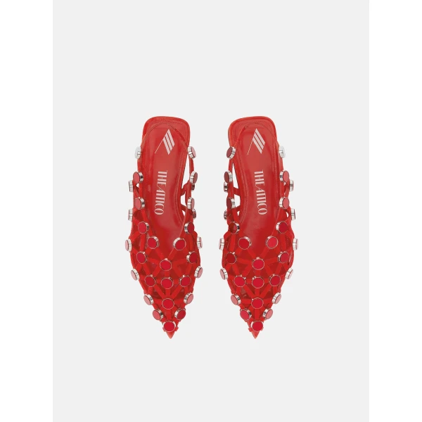 The Attico Grid Ballerina Flats in Red | Flats | Luxury Shoes 
