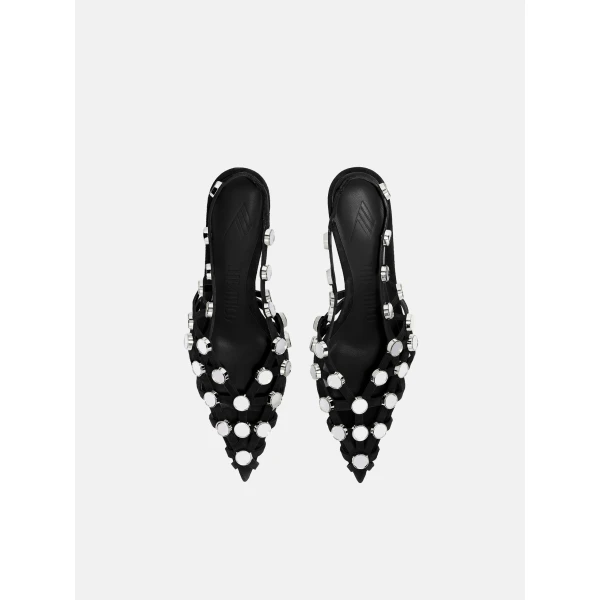 The Attico Grid Slingback Pumps in Black | Heels | Luxury Shoes 