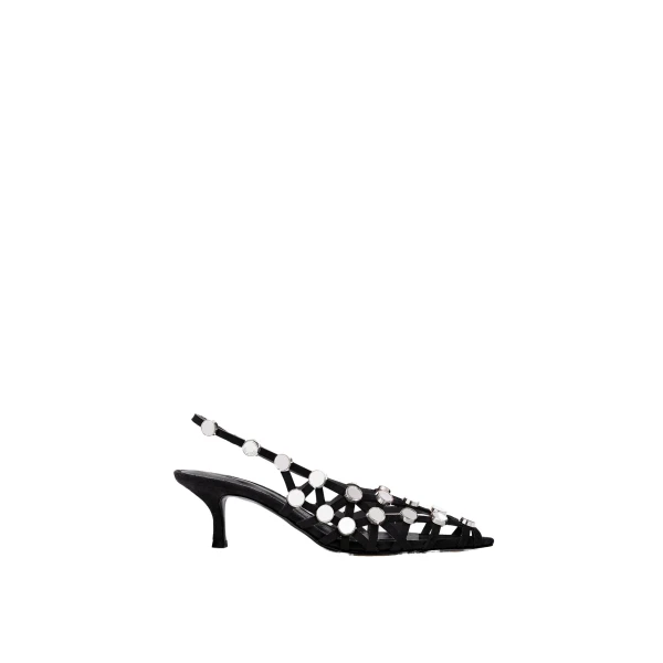 Grid Slingback Pumps in Black