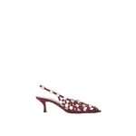 The Attico Grid Slingback Pumps in Burgundy and Light Pink | Heels | Luxury Shoes 