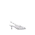 The Attico Grid Slingback Pumps in Silver | Heels | Luxury Shoes 