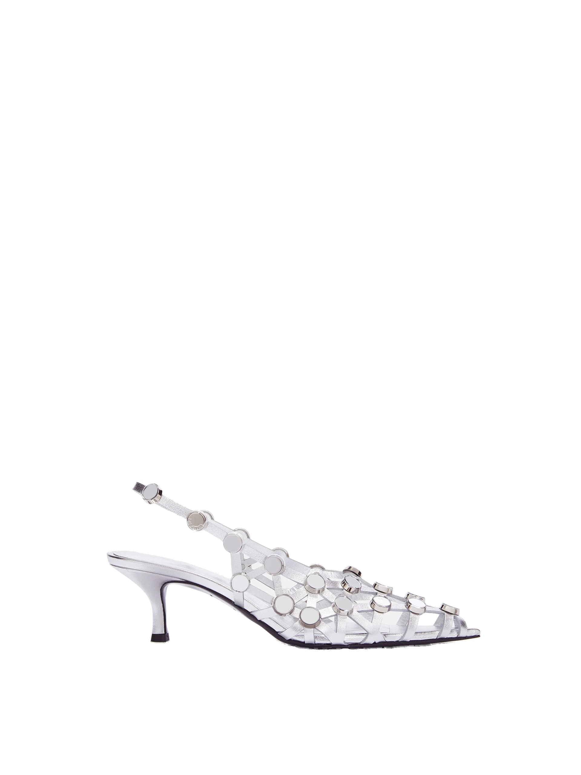 The Attico Grid Slingback Pumps in Silver The Attico Grid Slingback Pumps in Silver | Heels | Luxury Shoes