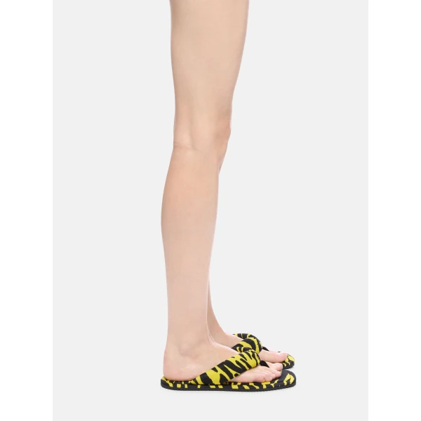 The Attico Indie Flat Thong Sandals in Black and Yellow | Flats | Luxury Shoes 