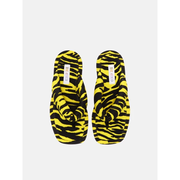 The Attico Indie Flat Thong Sandals in Black and Yellow | Flats | Luxury Shoes 