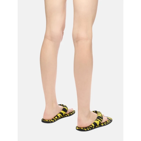 The Attico Indie Flat Thong Sandals in Black and Yellow | Flats | Luxury Shoes 