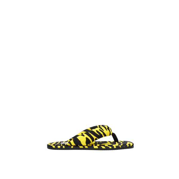 The Attico Indie Flat Thong Sandals in Black and Yellow | Flats | Luxury Shoes 