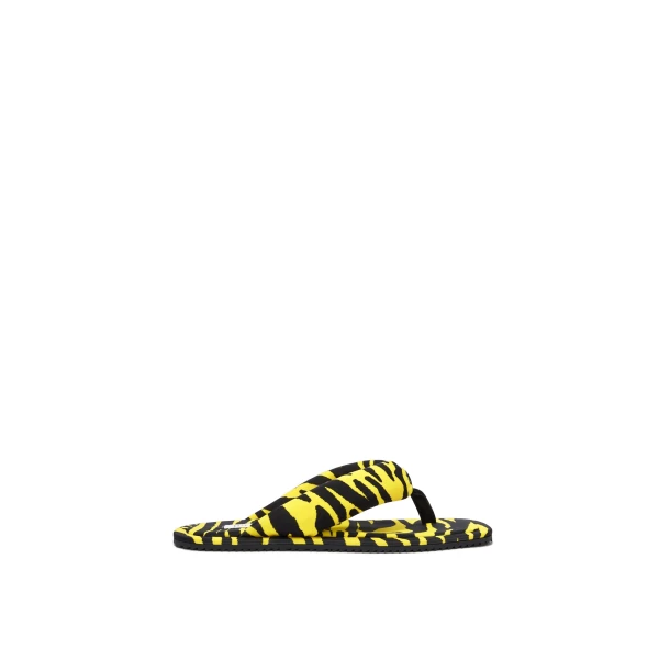 The Attico Indie Flat Thong Sandals in Black and Yellow | Flats | Luxury Shoes 