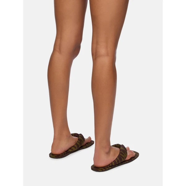 The Attico Indie Flat Thong Sandals in Dark Green and Dark Brown | Flats | Luxury Shoes 