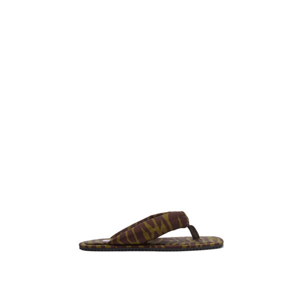 The Attico Indie Flat Thong Sandals in Dark Green and Dark Brown | Flats | Luxury Shoes 