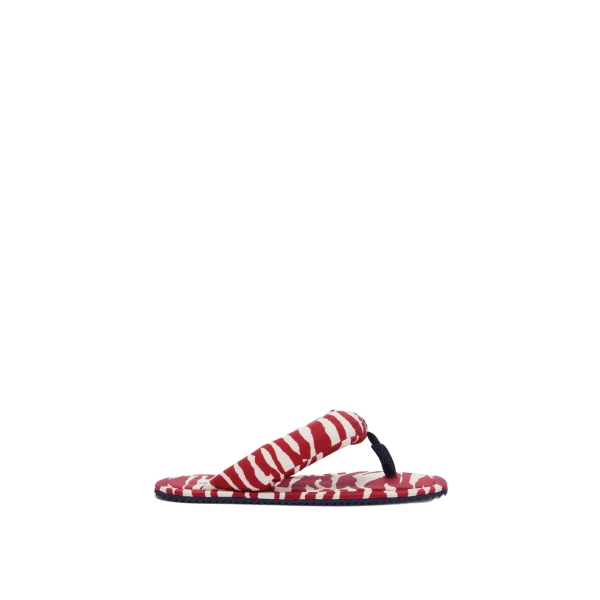 Indie Flat Thong Sandals in Red and Milk