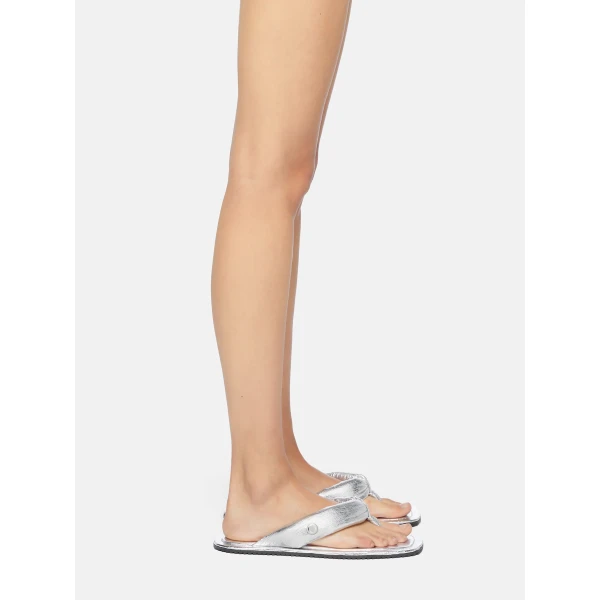 The Attico Indie Flat Thong Sandals in Silver | Flats | Luxury Shoes 