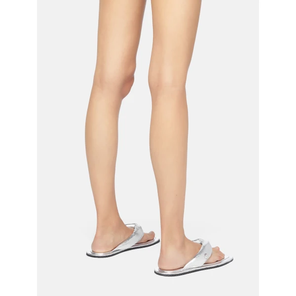 The Attico Indie Flat Thong Sandals in Silver | Flats | Luxury Shoes 