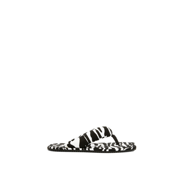 The Attico Indie Flat Thong Sandals in White and Black | Flats | Luxury Shoes 
