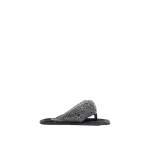 The Attico Indie Max Flat Thong Sandals in Black and Crystal | Flats | Luxury Shoes 