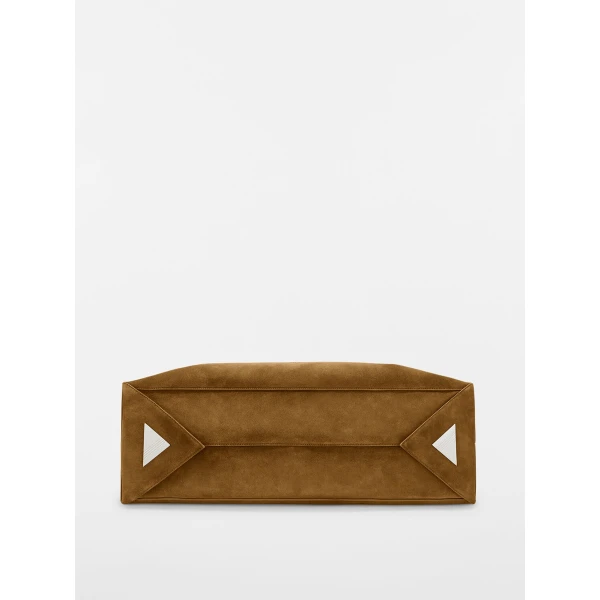 The Attico La Passeggiata Large Top Handle Bag in Tobacco Suede | Totes & Top-Handle Bags | Luxury Shoes 
