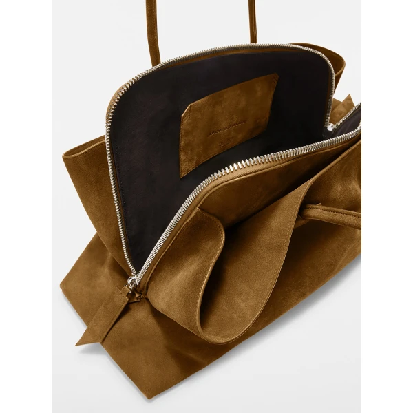 The Attico La Passeggiata Large Top Handle Bag in Tobacco Suede | Totes & Top-Handle Bags | Luxury Shoes 