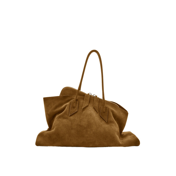 The Attico La Passeggiata Large Top Handle Bag in Tobacco Suede | Totes & Top-Handle Bags | Luxury Shoes 