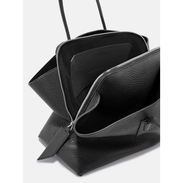 The Attico La Passeggiata Medium Top Handle Bag in Black Grained Leather | Totes & Top-Handle Bags | Luxury Shoes 