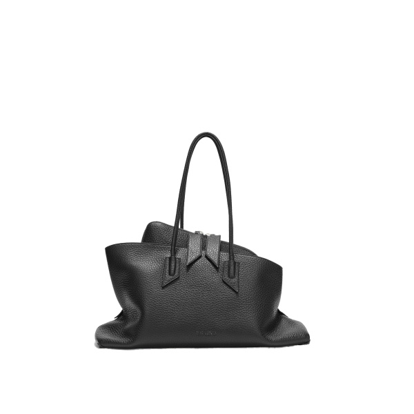 The Attico La Passeggiata Medium Top Handle Bag in Black Grained Leather | Totes & Top-Handle Bags | Luxury Shoes 