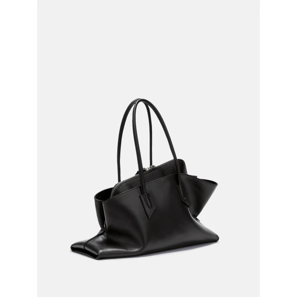 The Attico La Passeggiata Medium Top Handle Bag in Black Smooth Leather | Totes & Top-Handle Bags | Luxury Shoes 