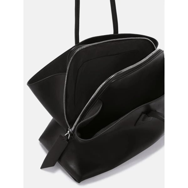 The Attico La Passeggiata Medium Top Handle Bag in Black Smooth Leather | Totes & Top-Handle Bags | Luxury Shoes 