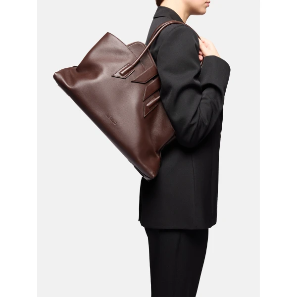 The Attico La Passeggiata Medium Top Handle Bag in Dark Brown | Totes & Top-Handle Bags | Luxury Shoes 