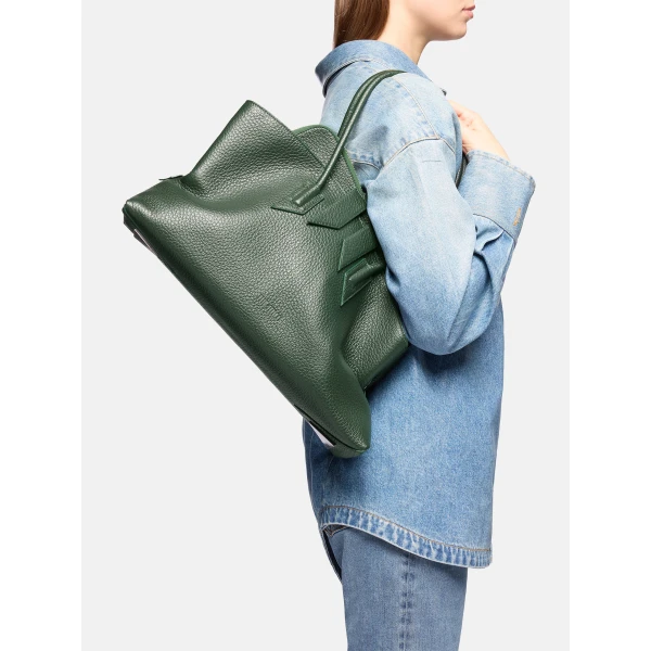 The Attico La Passeggiata Medium Top Handle Bag in Dark Forest | Totes & Top-Handle Bags | Luxury Shoes 