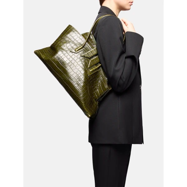The Attico La Passeggiata Medium Top Handle Bag in Dark Green | Totes & Top-Handle Bags | Luxury Shoes 