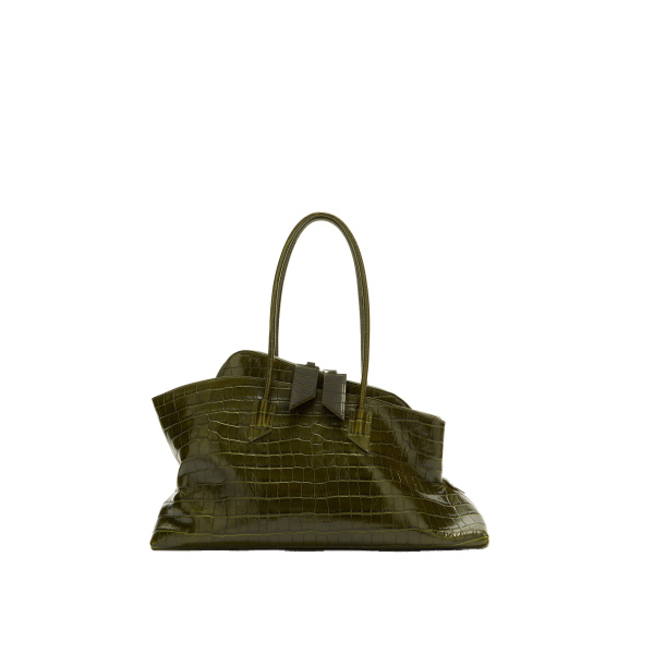 The Attico La Passeggiata Medium Top Handle Bag in Dark Green | Totes & Top-Handle Bags | Luxury Shoes 