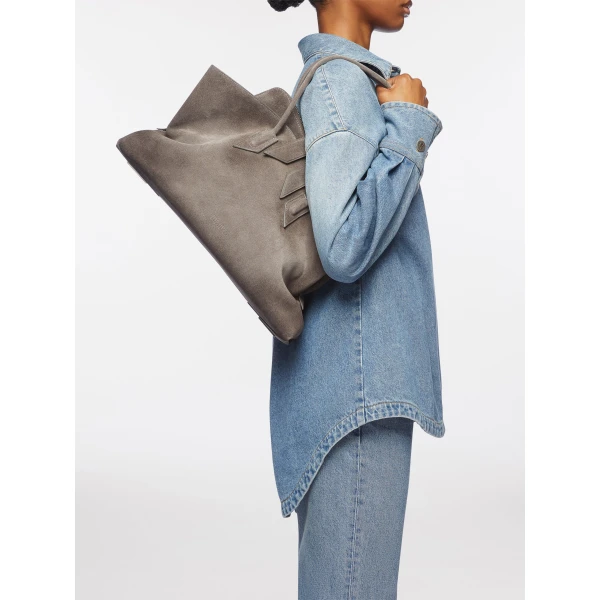 The Attico La Passeggiata Medium Top Handle Bag in Dark Grey | Totes & Top-Handle Bags | Luxury Shoes 