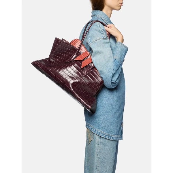 The Attico La Passeggiata Medium Top Handle Bag in Faded Bordeaux | Totes & Top-Handle Bags | Luxury Shoes 