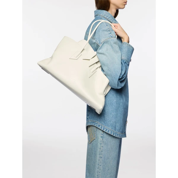 The Attico La Passeggiata Medium Top Handle Bag in Ice | Totes & Top-Handle Bags | Luxury Shoes 