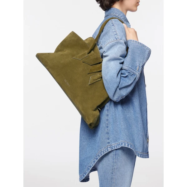 The Attico La Passeggiata Medium Top Handle Bag in Khaki | Totes & Top-Handle Bags | Luxury Shoes 