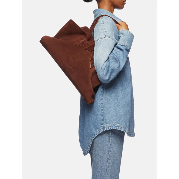 The Attico La Passeggiata Medium Top Handle Bag in Light Chocolate | Totes & Top-Handle Bags | Luxury Shoes 