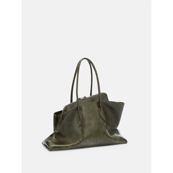 The Attico La Passeggiata Medium Top Handle Bag in Olive Brown | Totes & Top-Handle Bags | Luxury Shoes 