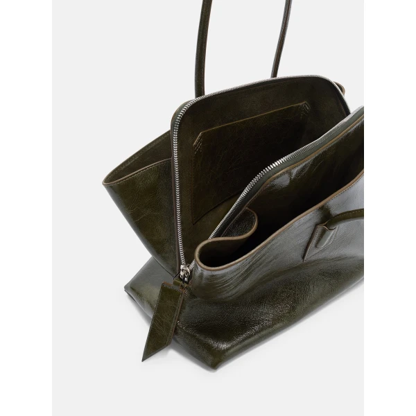 The Attico La Passeggiata Medium Top Handle Bag in Olive Brown | Totes & Top-Handle Bags | Luxury Shoes 