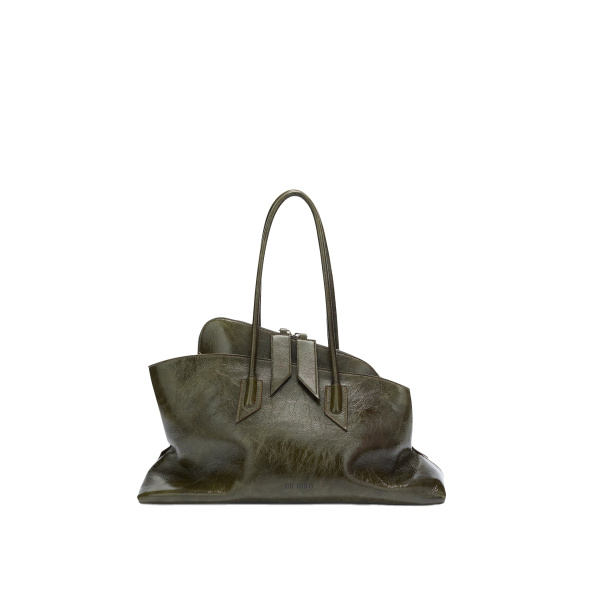 The Attico La Passeggiata Medium Top Handle Bag in Olive Brown | Totes & Top-Handle Bags | Luxury Shoes 