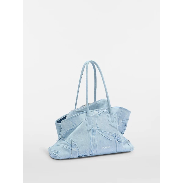 The Attico La Passeggiata Medium Top Handle Bag in Super Washed Blue | Totes & Top-Handle Bags | Luxury Shoes 