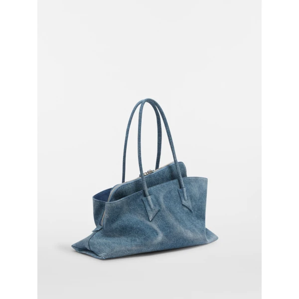 The Attico La Passeggiata Medium Top Handle Bag in Washed Denim | Totes & Top-Handle Bags | Luxury Shoes 