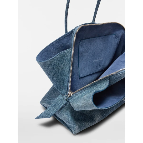 The Attico La Passeggiata Medium Top Handle Bag in Washed Denim | Totes & Top-Handle Bags | Luxury Shoes 