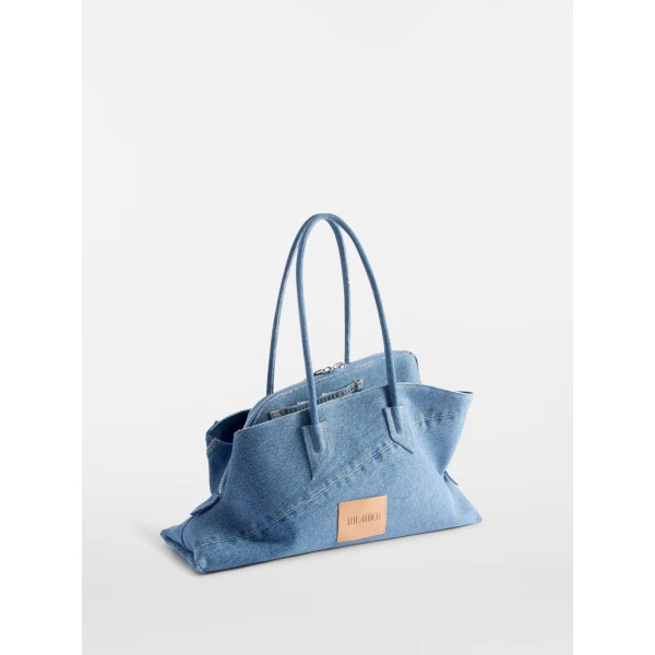 The Attico La Passeggiata Medium x The Ex Top Handle Bag in Light Blue Denim | Totes & Top-Handle Bags | Luxury Shoes 