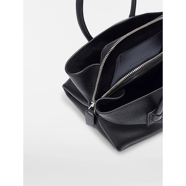 The Attico La Passeggiata Mini Top Handle Bag in Black Grained Leather | Totes & Top-Handle Bags | Luxury Shoes 