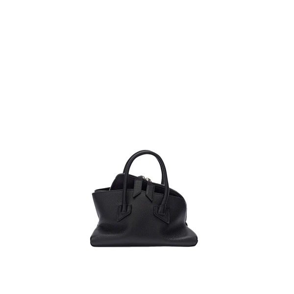 The Attico La Passeggiata Mini Top Handle Bag in Black Grained Leather | Totes & Top-Handle Bags | Luxury Shoes 